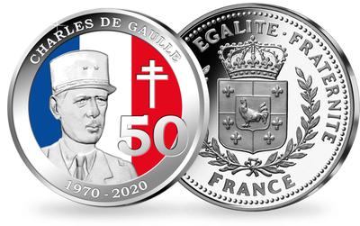 Frappe en argent colorisé « Charles de Gaulle »